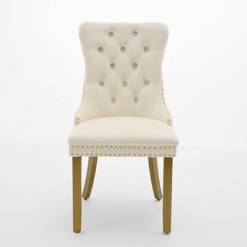 Roomfitters Upholstered Dining Chairs Set of 2 with Nailhead Trim and Gold Legs, Modern Side Chairs for Kitchen