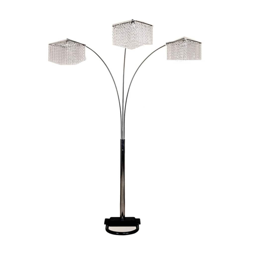 84 Inch Silver Arched Floor Lamp with Crystal Square Shade - 17.50" x 19" x 84"