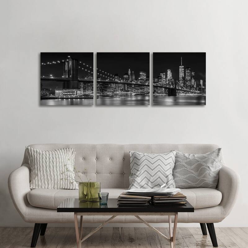 iCanvas "NYC Nightly Impressions" by Melanie Viola 3-Piece Canvas Wall Art Set - 24x72x1.5