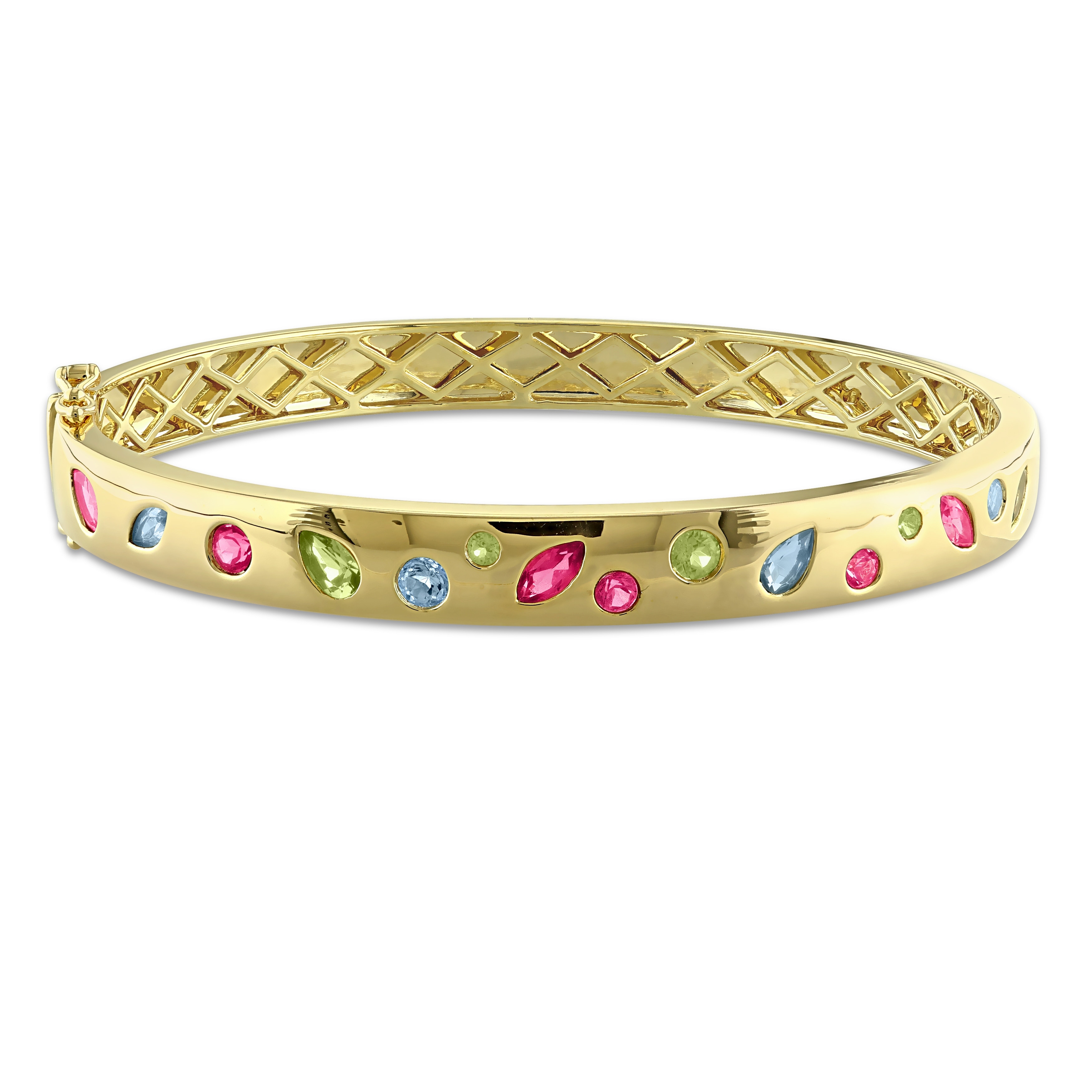 Miadora Multi-Gem Bangle in Yellow Plated Sterling Silver
