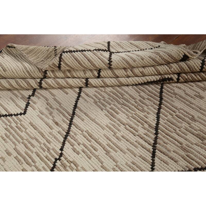 Earth Tone Moroccan Rug Hand-Knotted Wool Carpet - 7'0"x 10'9"