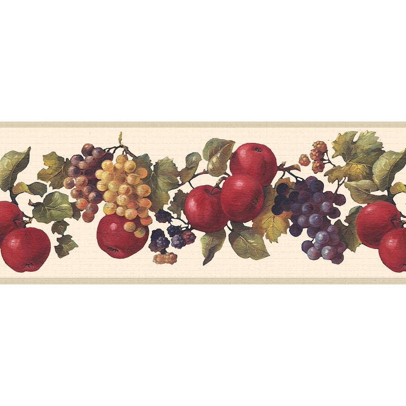 Red, Purple, Green Apples, Grapes Peel and Stick Wallpaper Border 15 ft ...