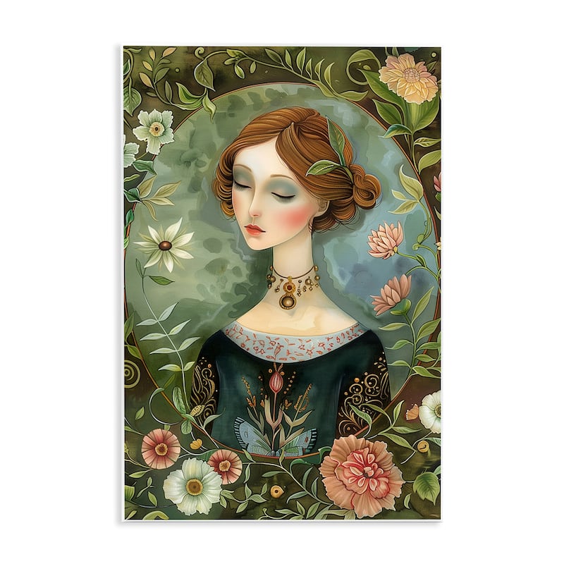 Stupell Floral Edged Victorian Woman Wall Plaque Art Design By The Dutch Lady - 13 x 19