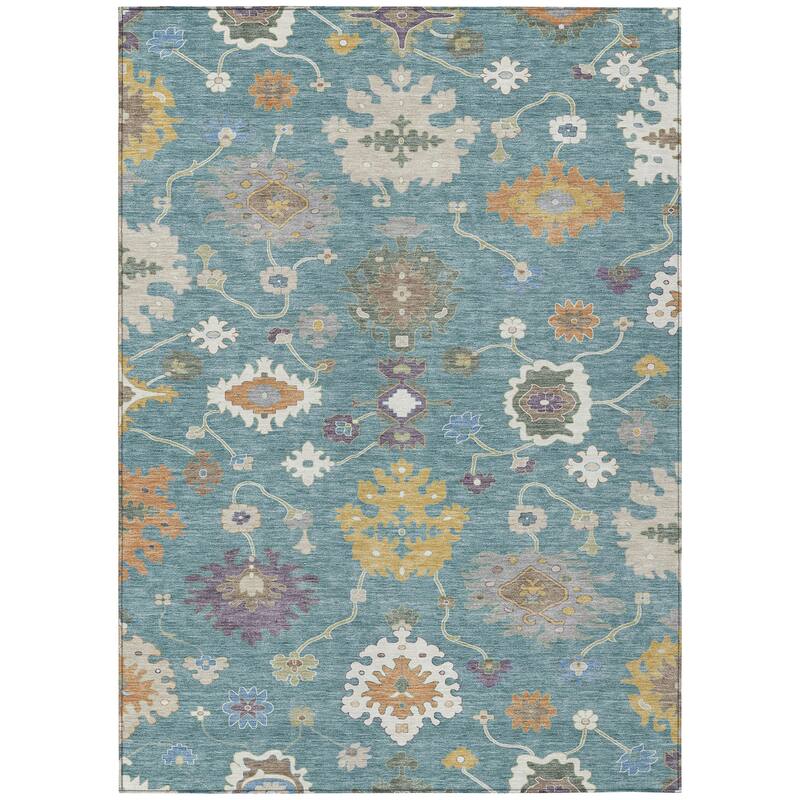 Machine Washable Indoor/ Outdoor Traditonal Delhi Chantille Rug
