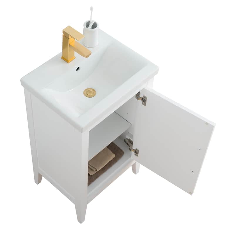 Vanity Art 20" or 24" or 30" Single Sink Bathroom Vanity Cabinet with Ceramic Top