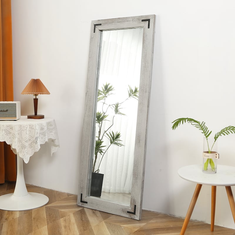 Farmhouse Rustic Wooden Framed Full Length Floor Mirror - 65"x24"