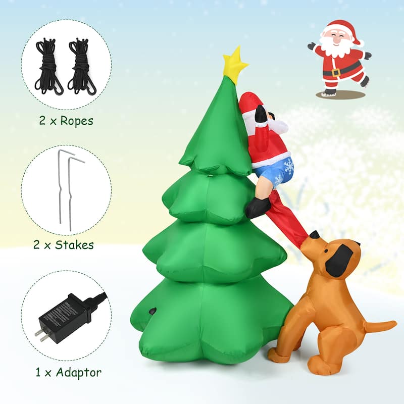 6.5 FT Inflatable Christmas Tree Inflatable Santa Claus Climbing Tree
