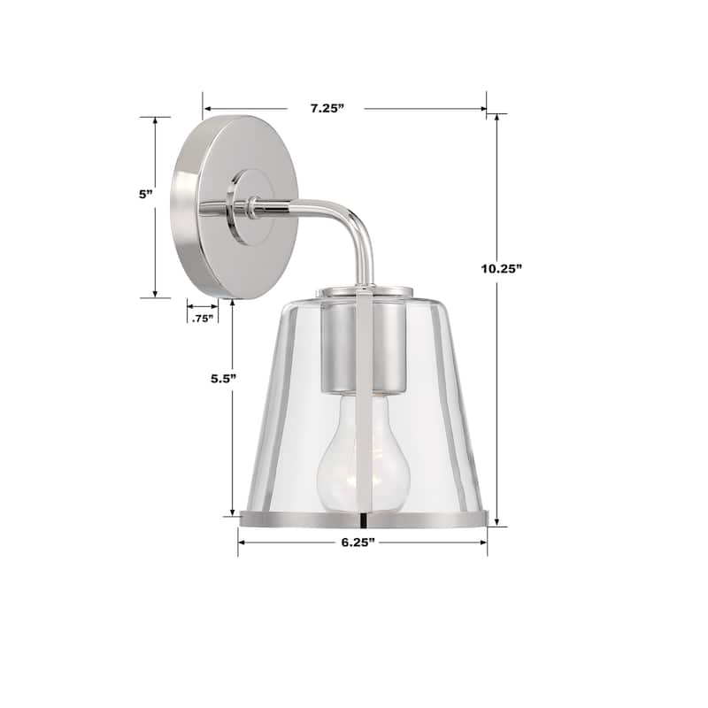 Fulton 1 Light Polished Nickel Bathroom Vanity - 6.25"W x 10.25"H x 7.25"D