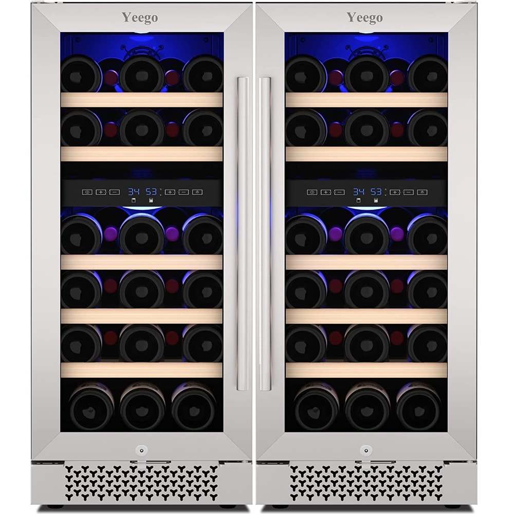 Yeego 30 in. Quad Zone 56-Bottles Wine Cooler Built- in Side-by-Side Combo Refrigerators w/Child Lock