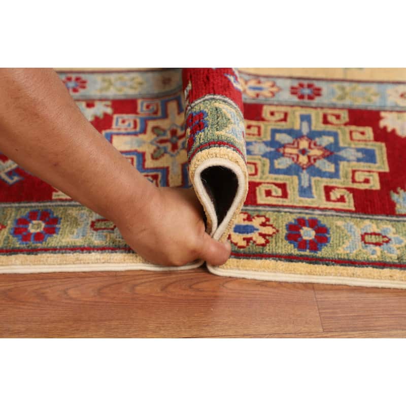 Kazak Oriental Area Rug Hand-Knotted Living Room Yellow Wool Carpet - 6'7" x 9'7"