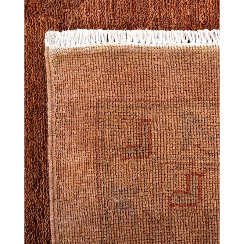 Overton Hand Knotted Wool Vintage Inspired Modern Contemporary Overdyed Brown Area Rug - 12' 0" x 17' 10"