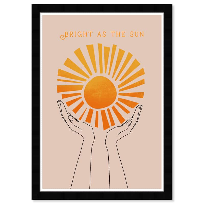 Wynwood Studio 'Bright As The Sun' Typography and Quotes Wall Art Framed Print Motivational Quotes and Sayings - Orange, Brown