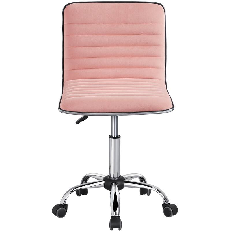 Yaheetech Velvet Low Back Armless Desk Chair Office Chair with Wheels - 19″ L × 19″ W × (31-37)″ H
