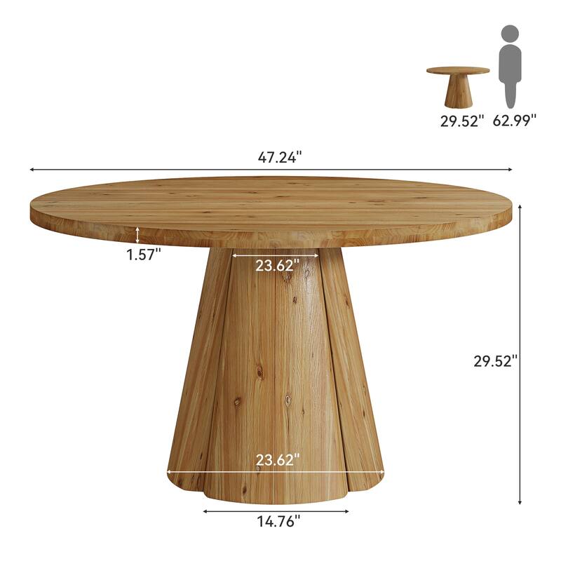 47.24" Solid Wood Round Conference Table for 4-6