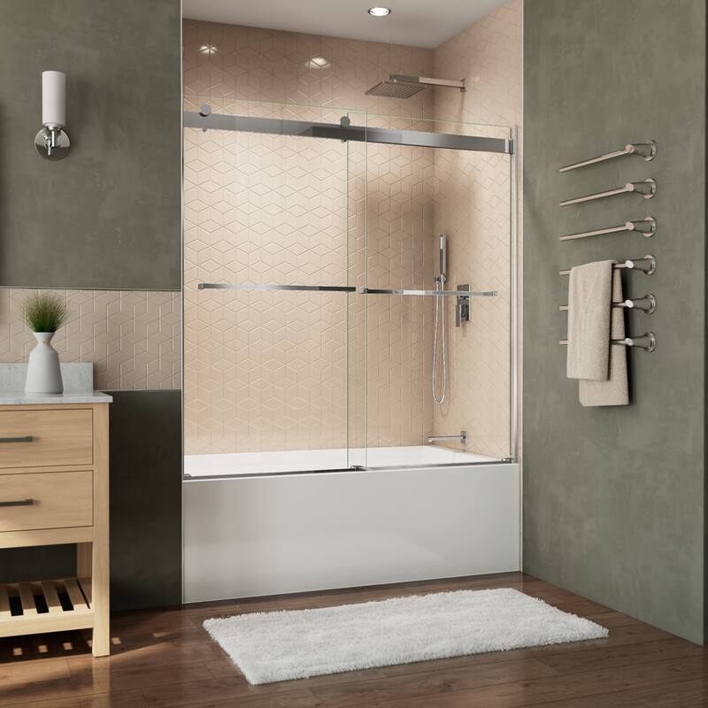DreamLine Essence 56-60 in. W x 60 in. H Frameless Bypass Tub Door in Chrome