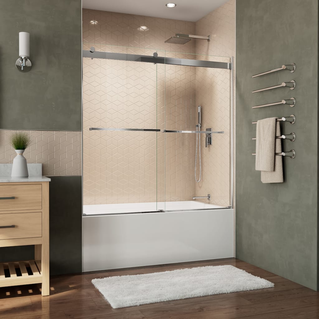 DreamLine Essence 56-60 in. W x 60 in. H Frameless Bypass Tub Door in Chrome