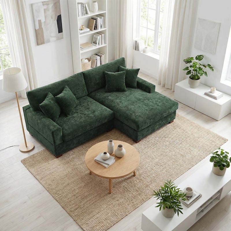 Modern Oversized Chenille Modular Sectional Sofa With Chaise