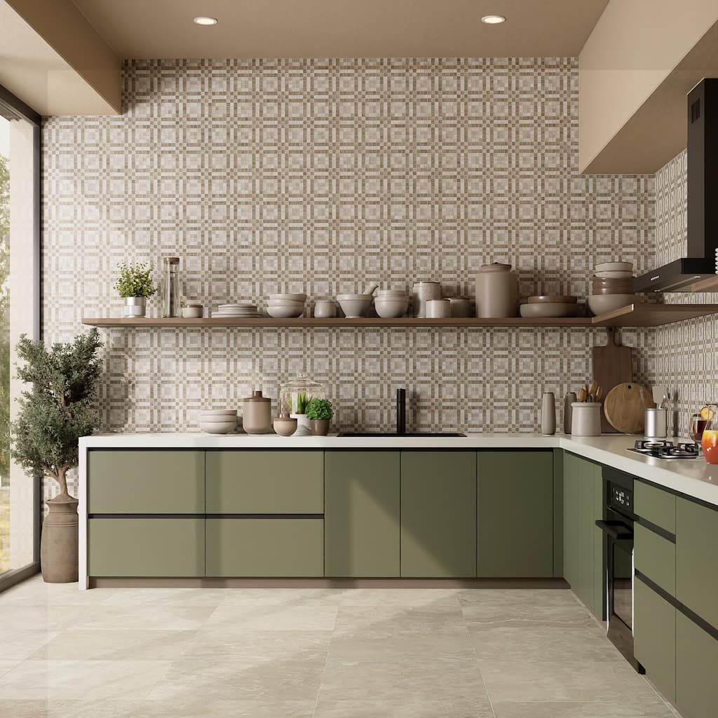 Merola Tile Echoes Gingham Deco 23-1/2" x 23-1/2" Porcelain Floor and Wall Tile