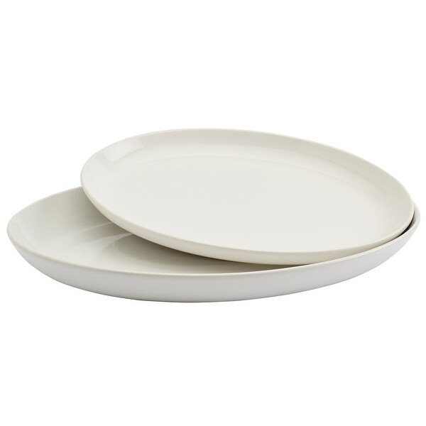 Denmark Blanc de Blanc Collection 2 Piece White Oval Platter Set 2 Piece