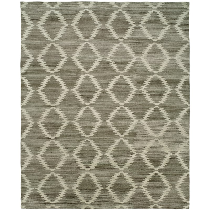 Traditional Grey Hand-Knotted Wool Area Rug - 12' x 15' - Grey