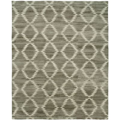 Traditional Grey Hand-Knotted Wool Area Rug