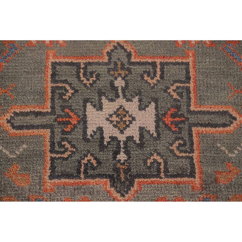 Geometric Kazak Runner Rug Handmade Grey Wool Carpet - 2'6"x 9'10"