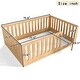 preview thumbnail 15 of 37, Queen Size Montessori Floor Bed with Door & High Fence, Solid Wood Low-Profile Sleep and Play Bed Frame
