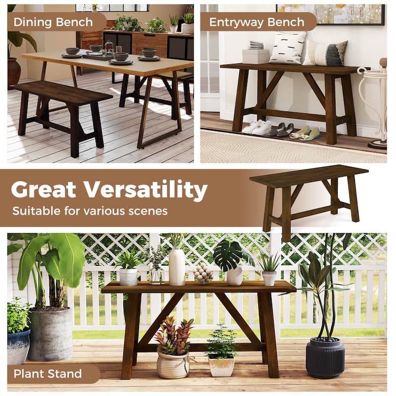 Costway 1/2 PCS Wooden Dining Bench Farmhouse Shoe Bench Entryway Seat