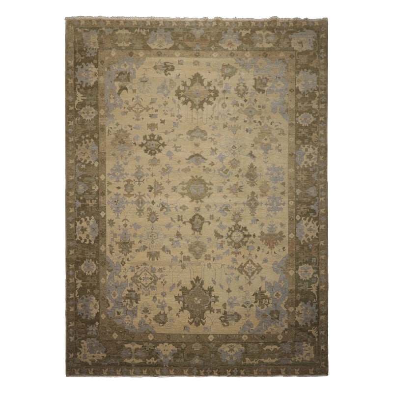 9'11''x13'4'' Hand Knotted Crafts Beige Oushak Wool Oriental Rug - 9' 11'' x 13' 4'' - 9' 11'' x 13' 4''