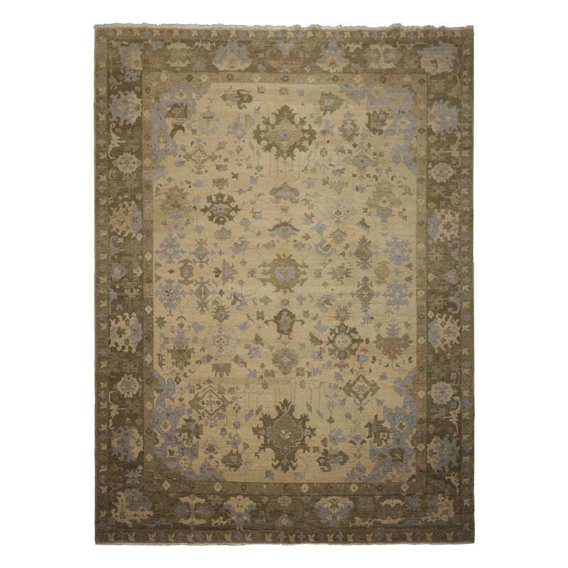 9'11''x13'4'' Hand Knotted Crafts Beige Oushak Wool Oriental Rug - 9' 11'' x 13' 4''