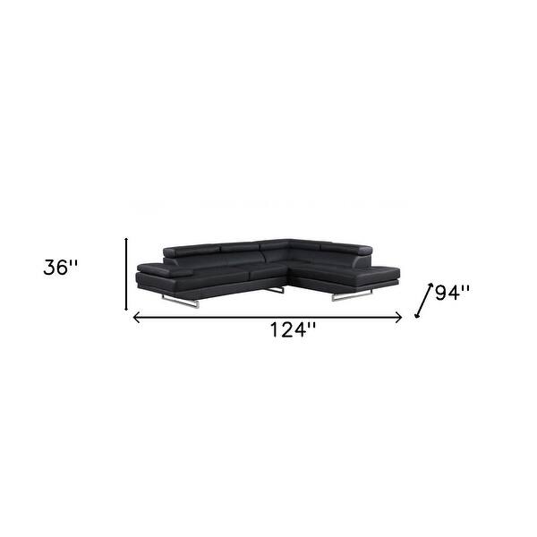 Black Leather L Shaped Two Piece Corner Sectional Black Leather L Shaped Two Piece Corner Sectional