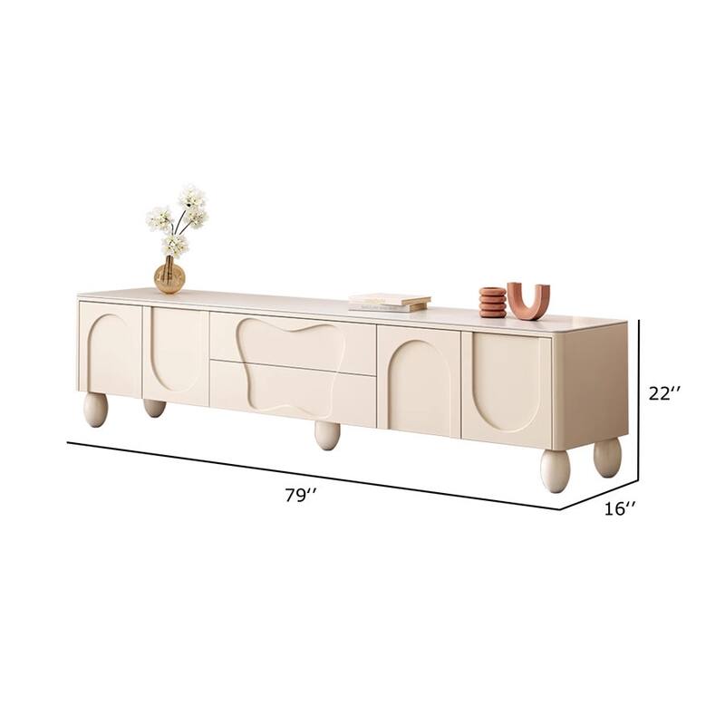 78-inch TV Stand with Storage Luxury Cream Media Console Extra storage space - 78 inches in width