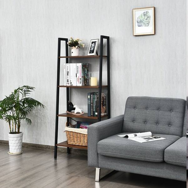 Shop Gymax 4 Tier Ladder Shelf Ladder Bookcase Bookshelf Display