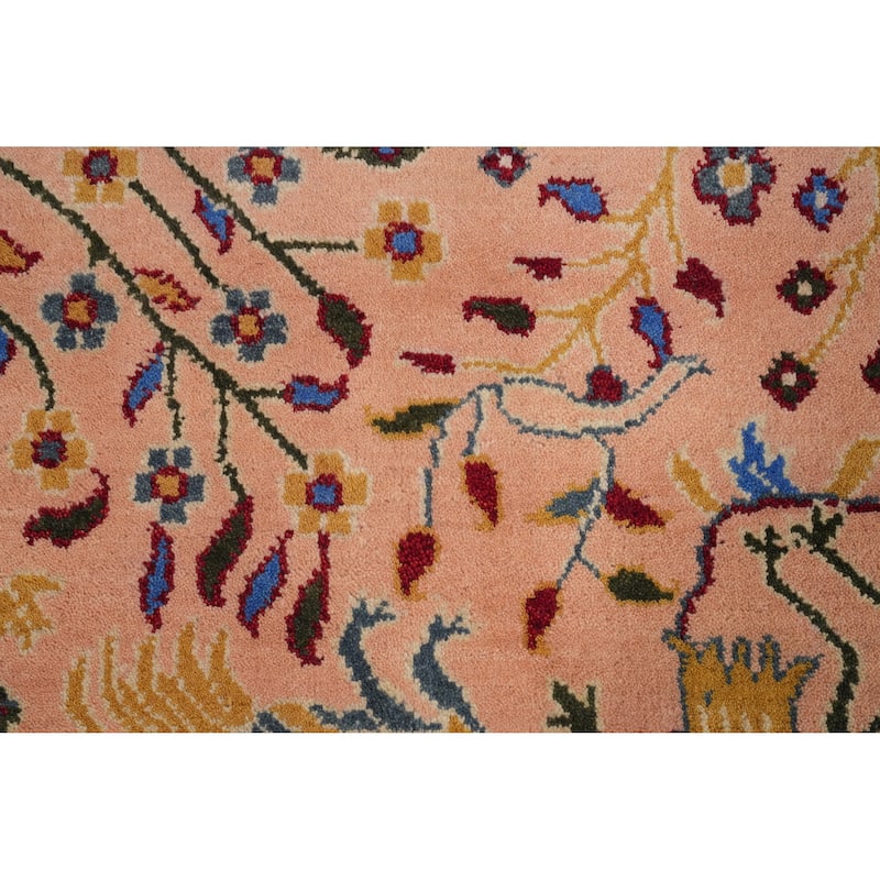 Hand Knotted Oriental 100% Wool Carpet Traditional Floral Pink Ziegler Area Rug - 6' 0'' X 3' 11''