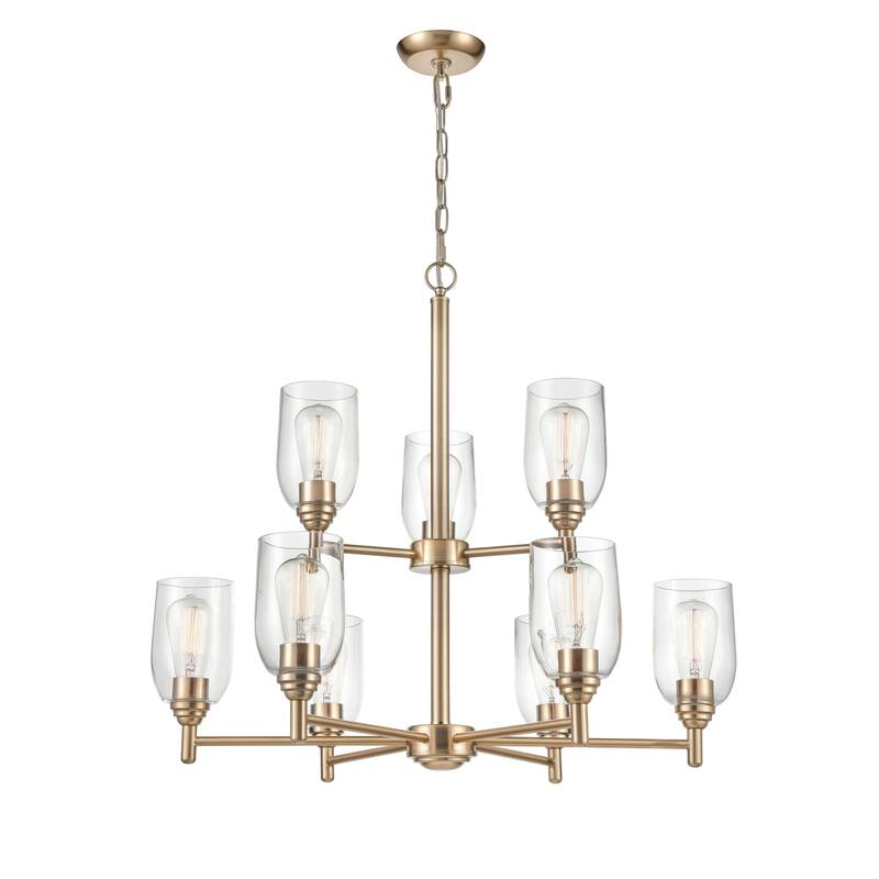 Millennium Lighting Arlett 9 Light Chandelier in Modern Gold with Clear Glass Shades