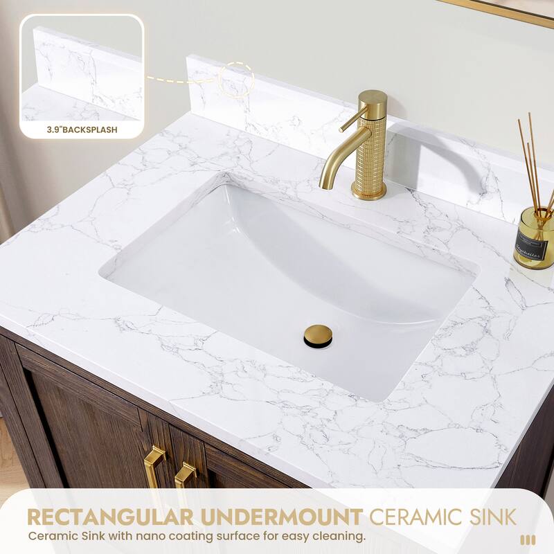 Shannon Bath Vanity with Composite Stone Countertop without Mirror