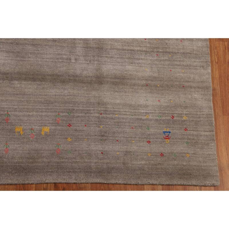 Earth Tone Gabbeh Indian Square Area Rug Silk Carpet - 8'2" X 8'5"