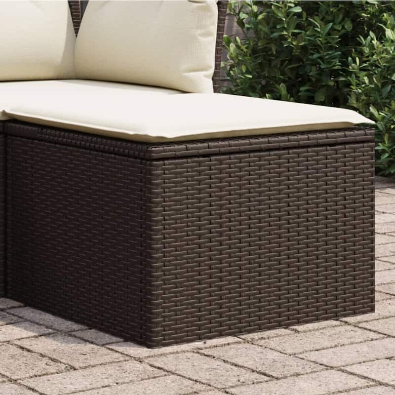 vidaXL Patio Stool with Cushion Ottoman Outdoor Seating Cube Seat Poly Rattan - 21.7 x 21.7 x 14.6 - Brown with storage & bag