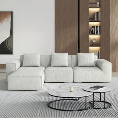 White 118 Inch 3 Seater Modular Sofa Bed with Footrest