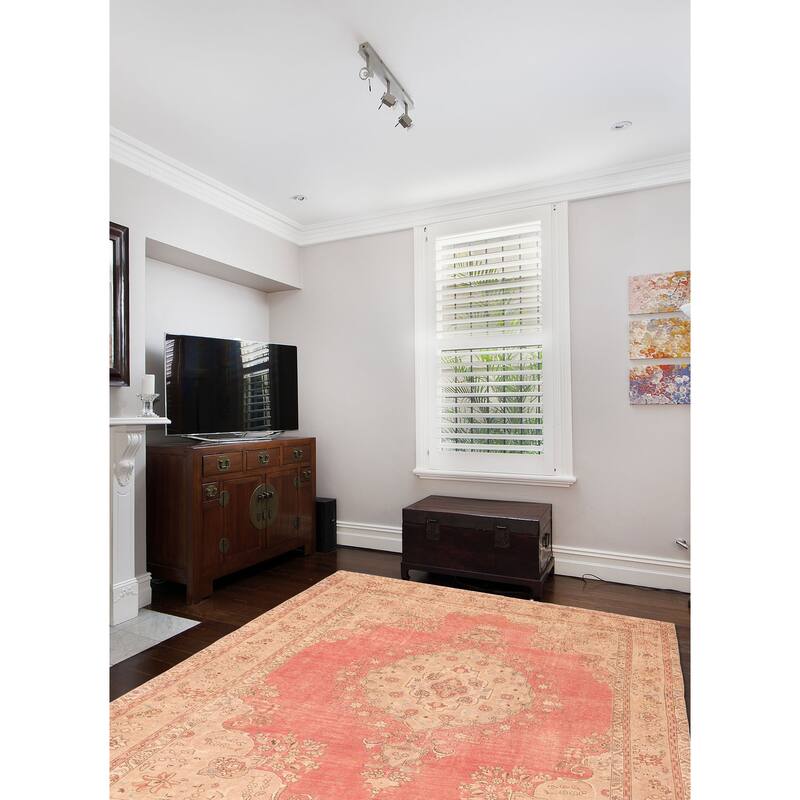 ECARPETGALLERY Hand-knotted Antalya Vintage Light Red Wool Rug - 9'7 x 12'4