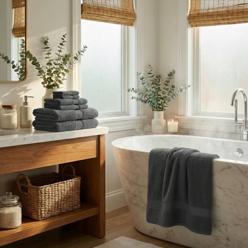 MADISON 8-Piece Cotton Turkish Towel Set Soft Absorbent Bath, Hand Towels & Washcloths