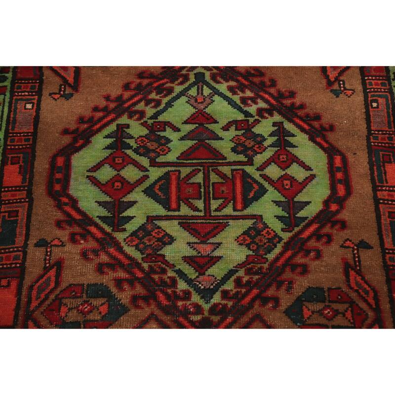 Hand Knotted Oriental 100% Wool Carpet Traditional Tribal Brown Ardebil Runner Rug - 11' 4'' X 3' 6''