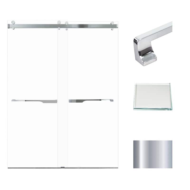 Transolid BYPT608010L-J 80" High x 60" Wide Bypass Frameless Shower - Polished Chrome