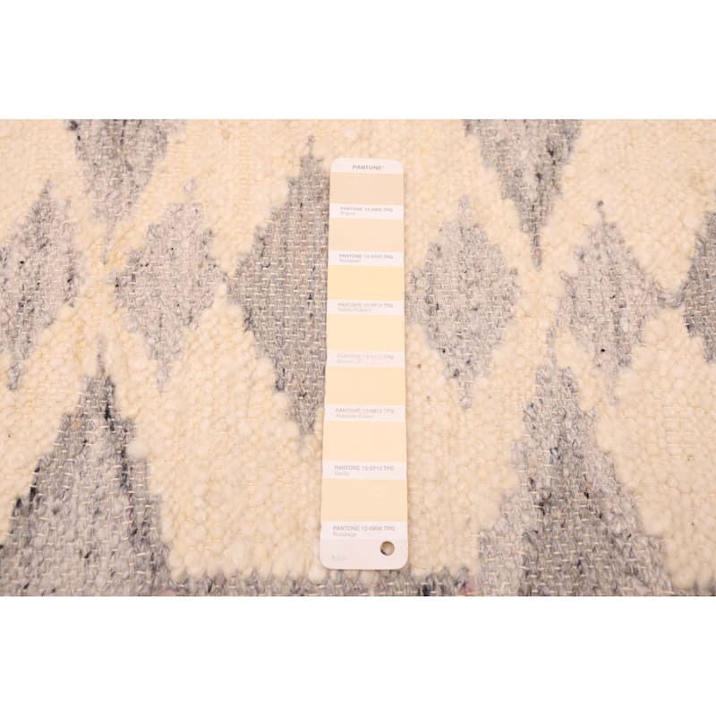 ECARPETGALLERY Flat-Weave Marrakech Cream Wool Kilim - 5'8 x 7'5