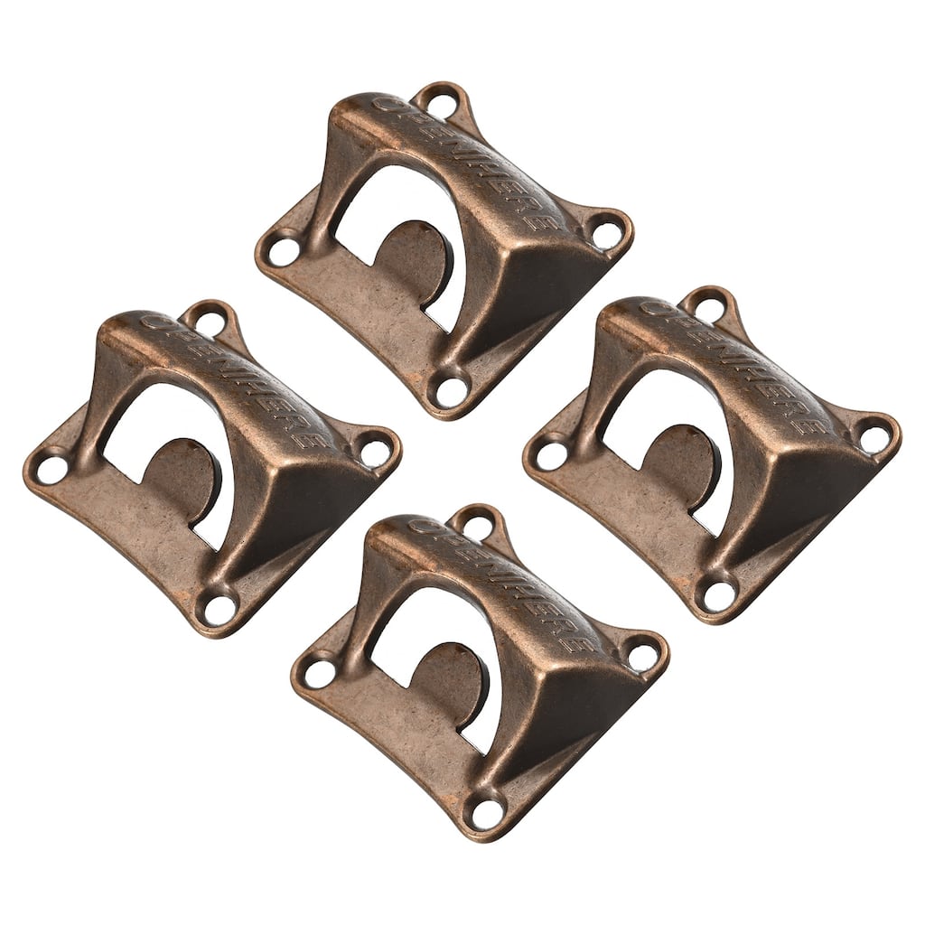 4pcs Wall Mounted Beer Soda Bottle Opener 2.5" x 2.2" for Cafe Bar KTV