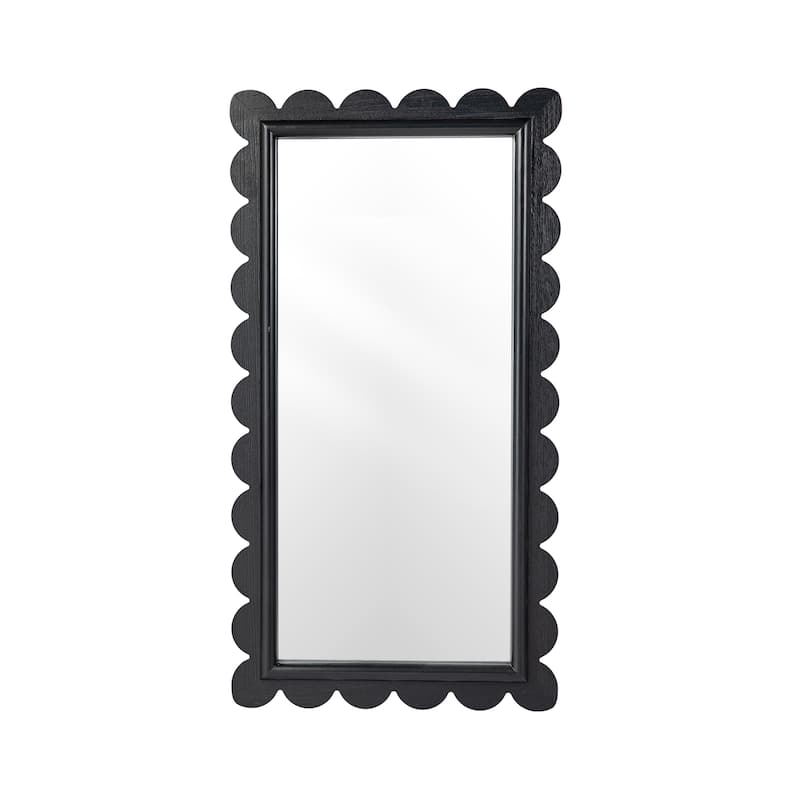 Glitzhome 42.5"H Modern Black Wood Frame Wavy Rectangle Wall Mirror - 22.75"L x 42.5"H