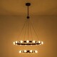 preview thumbnail 5 of 8, Rezz Black LED Wagon Wheel Two-Tier Round Large Chandelier - 33.86 in. W x 42.52 in. H x 33.86 in. D