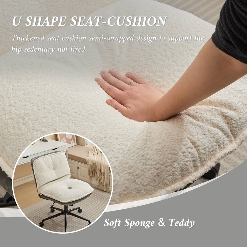 Oversize Seat Cirss Cross Chair with Wheels, Elegant Design Computer Chair, Adjustable Height 360° Rolling Swivel Chair