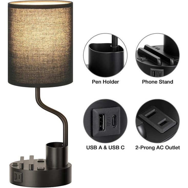 Bedside Table Lamps for Bedroom Set of 2 - Nightstand Light