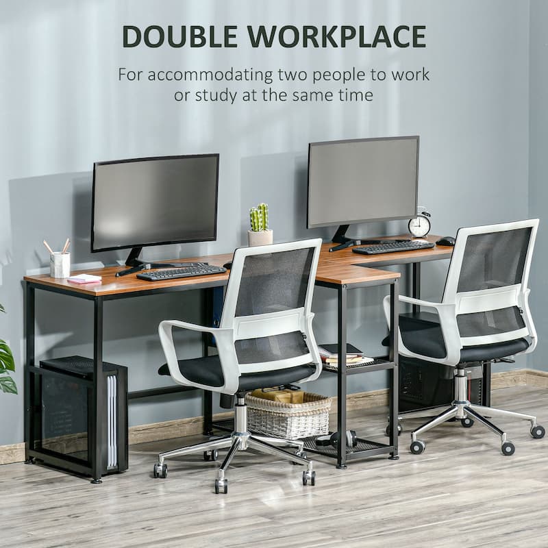 83"L Computer Desk with Storage Shelves
